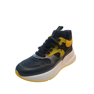 Alexander Mcqueen Mens Shoes Joey Leather Lace Up Sneakers Black Yellow Green 9.5EE 42.5J from Affordable Designer Brands
