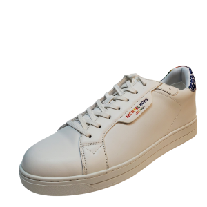 Michael Kors Mens Shoes Keating Leather Rainbow Print Optic White Sneakers 10M Affordable Designer Brands
