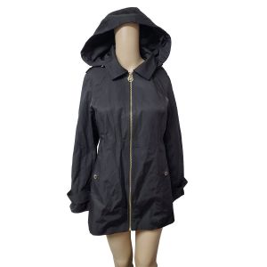 Michael Kors Petite Hooded Raincoat Black Petite Small Affordable Designer Brands