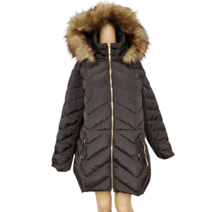 Michael Kors Womens Plus Size Faux-Fur Trim Hooded Down Puffer Coat Black 3Xlarge Affordable Designer Brands
