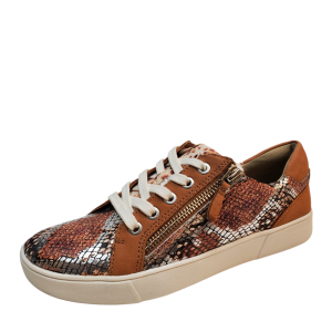 Naturalizer Womens Shoes Macayla Leather Lace Up Fashion Sneakers 7M Brown Snake from Affordable Designer Brands