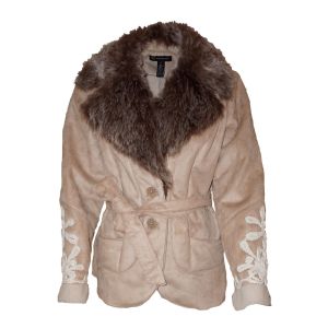 Inc International Concepts Women Camel Faux-Fur Embroidered Jacket Affordable Designer Brands