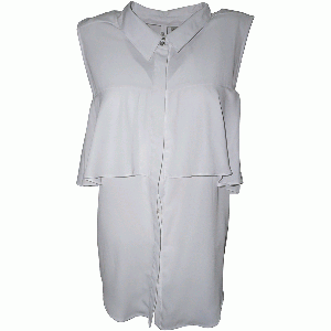 NY Collection Women's Blouse With Cold Shoulder Ruffle Overlay White XLarge