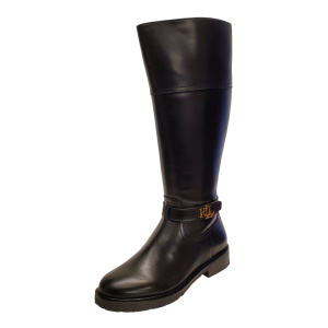 Polo Ralph Lauren Womens Shoe Everly-W Leather Wide Calf Riding Boots 5.5B Black from Affordable Designer Brands