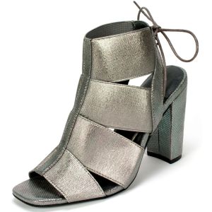 Rialto Mirabella T-Strap Block-Heel Gladiator Dress Sandals Pewter Grey 5M from Affordable Designer Brands