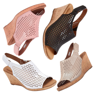 Rockport Women's Briah Perforated Slingback Wedge Sandals  Affordable Designer Brands