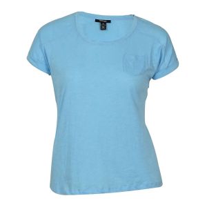 Style & Co. Women's Pocketed Solid Color Cotton Top T-Shirt  Blue Surf Spray Size Xsmall