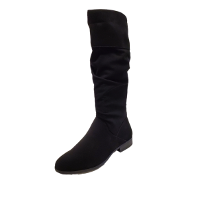 Style & Co Women Kelimae Ruched Suede Faux Leather Riding Boots 6.5M Black Suede from Affordable Designer Brands