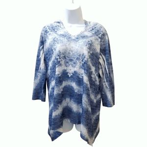 Style & Co Women's  Long Sleeve Hoodie Top Industrial Blue Large  MSRP 44.5 New Affordable Designer Brands