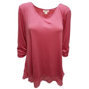 Style Co Chiffon-Hem Three-Quarter-Sleeves Top Blouse Cream Blush Pink Large