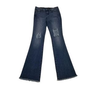 Suede Juniors Eva Mid Rise Ripped Bootcut Casey Jeans Blue 27