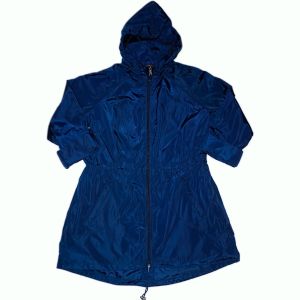 Style & Co. Women Hidden-Hood Utility Jacket Raincoat Ink Blue Medium AffordableDesignerBrands.com