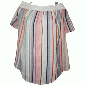 Style Co Striped Off-The-Shoulder Top Party Stripe White Medium