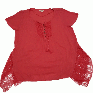 Style Co Crochet-Trim Handkerchief-Hem Blouse Aurora Rose Medium