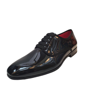 Salvatore Ferragamo Mens Dress Shoes Magic Patent Shiny Derby Oxfords 7.5E Black from Affordable Designer Brands