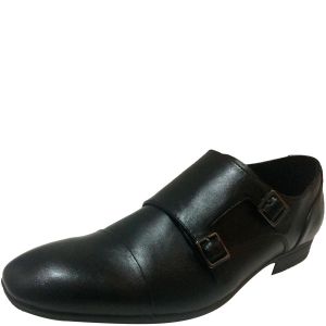 Tahari Men's Petra Double Strap Monk Faux leather Loafers Dress Shoes Black 12M Affordable Designer Brands