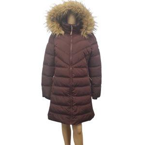 Tommy Hilfiger Women's Faux-Fur-Trim Hooded Puffer Coat Aubergine Medium Affordable Designer Brands