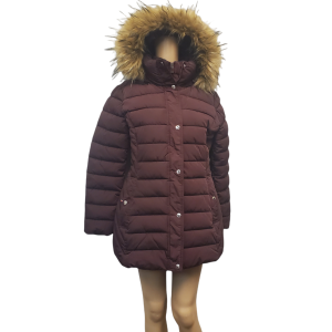 Tommy Hilfiger Women's Quilted Hooded Faux-Fur-Trim Puffer Coat Aubergine Maroon Red Medium from Affordable Designer Brands
