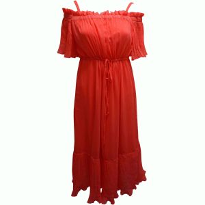 Thalia Sodi Women Pleated Cold-Shoulder Fit Flare Dress Candy Coral Medium Affordable Designer Brands