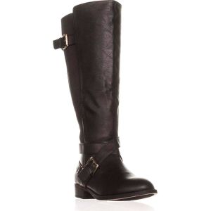 Thalia Sodi Vada Wide-Width Wide-Calf Riding Boots Faux Leather Black 6M from Affordabledesignerbrands.com