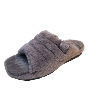 UGG Mens Fluff You Wool Slip On Winter Slippers 7M Dark Grey from Affordable Designer Brands