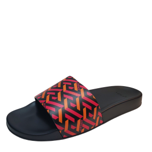 Versace Mens Gomma Stampa Pool Slide Sandals 9M US 42EU Red Magenta Tangerine from Affordable Designer Brands
