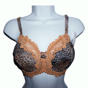 Whimsy by Lunaire Barbados Mesh Bra Basic Abstract Floral 34DDD Affordable Designer Brands