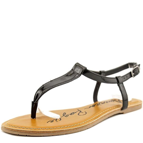 American Rag Krista Womens T-Strap Manmade Black Flat Sandals 6 M