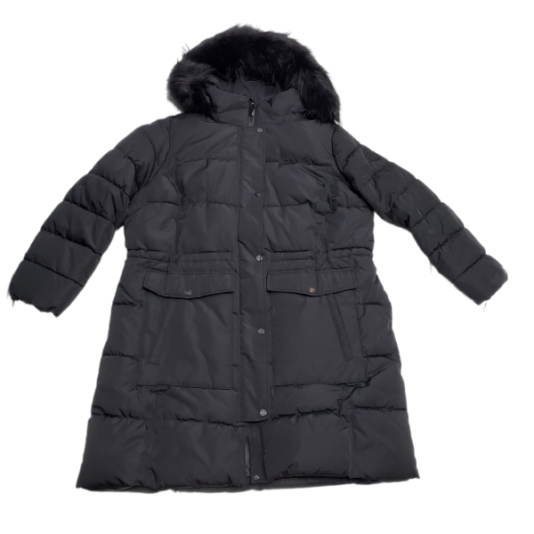 Dkny Women Plus Size Faux Fur Trim, Dkny Long Black Winter Coat