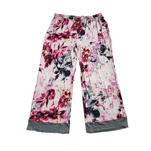 Ellen Tracy Women Plus Size Contrast-Cuff Pajama Pants Pink