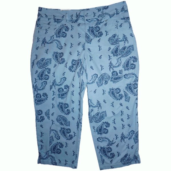 Style & Co Women Austin Capri Pants Scarf Dance Size 10 Blue