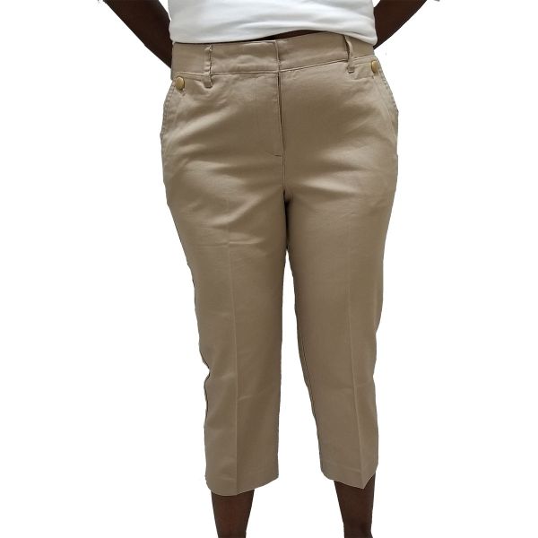 Talbots Heritage Womens Dark Khaki Crop Capri Pants Size 8 Petite
