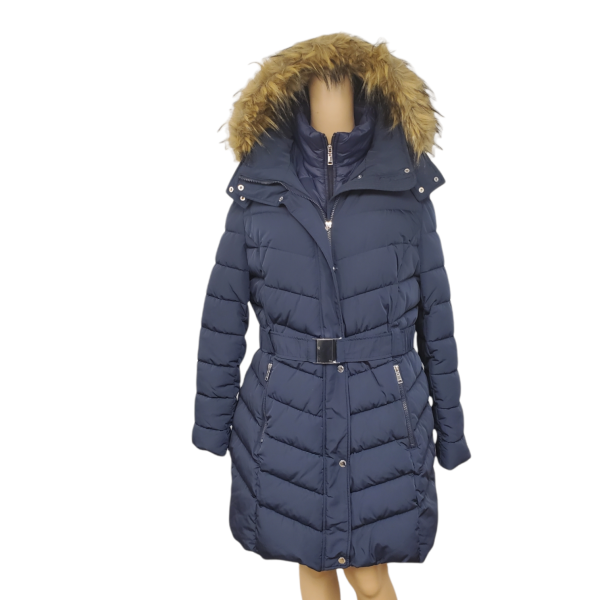 Tommy Hilfiger Womens Vest Down Fill with Faux Fur Hood 