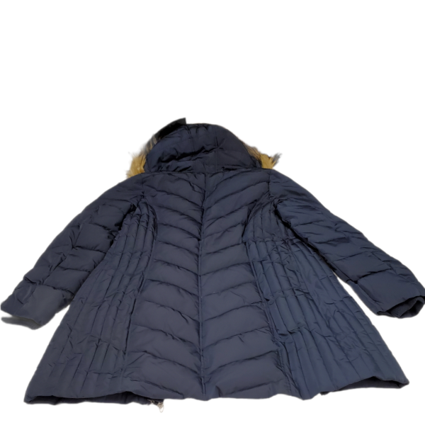 Tommy Hilfiger Womens Chevron Faux-Fur Trim Puffer Coat Navy Affordable Designer Brands | Affordable Designer Brands