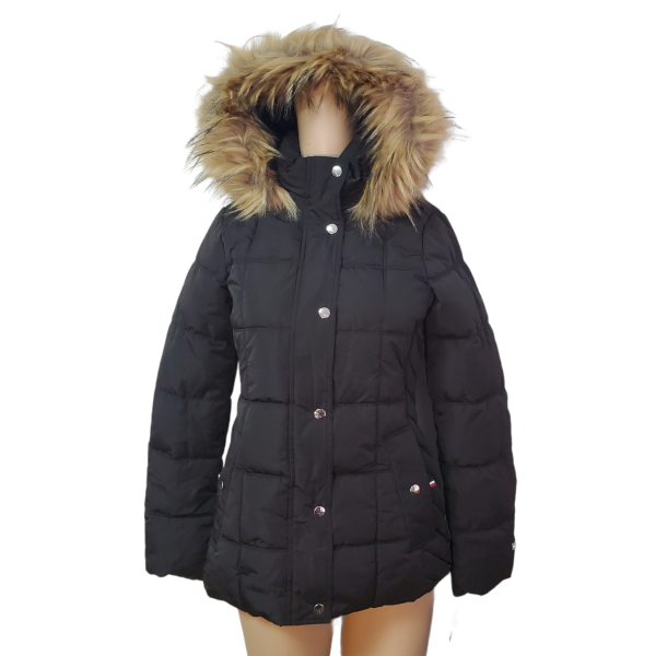 Tommy Hilfiger Womens Puffer Coat Polyester Black 2XSmall Affordable Designer | Affordable Designer Brands