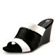 Anne Klein Leather Loopy Wedge Sandals Black and White 7M from Affordable Designer Brands