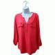 Charter Club Women Roll-Tab Henley Top New Coral Large Affordable Designer Brands