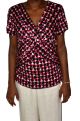 Cable & Gauge Short Sleeve Printed V-neck X-large Multicolored Black Rasberry Pink Top