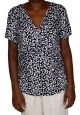 Cable & Gauge Short Sleeve Printed V-neck X-large Black and White Top