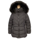 DKNY Womens Faux-Fur Trim Hooded Puffer Polyester Coat Black Medium from Affordable Designer Brands