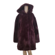 DKNY Women's Hooded Faux-Fur Stand-Collar Coat Deep Plum XXLarge Affordable Designer Brands
