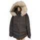 DKNY Womens Faux-Fur-Trim Hooded Puffer Polyester Coat Black XLarge Affordable Designer Brands