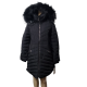 DKNY Womens Hooded Faux-Fur-Trim Polyester Puffer Coat Black Large Affordable Designer Brands
