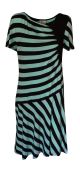Eci Ruched Striped A-Line Dress Black Beach Glass Xl
