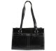 Giani Bernini 7528BK Black Glazed Leather Triple Entry Shoulder Bag