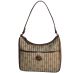 Giani Bernini Stripe Signature Small Khaki Brown Hobo Shoulder handbag front Affordable Designer Brands 