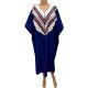 Hand Made In Africa Floor length Blue dress with patchwork Design Neckline One Size Affordable Designer Brands