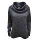 Ideology Cowl-Neck Cross-Over Hem Top Sweater Deep Charcoal Dark Grey Small