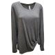 Ideology Knotted Long-Sleeve Top Sweatshirts Deep Charcoal Grey XLarge