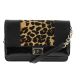 INC Womens Faux Leather Leopard Print Crossbody Handbag Black Small front Affordable Designer Brands